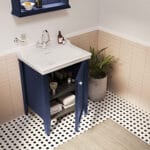 VitrA Valarte Neo Lavabo Dolabı, 65 cm, Bir Kapaklı, Etajerli Lavabolu, Üç Armatür Delikli, Çelik Mavisi, Sol - Görsel 3