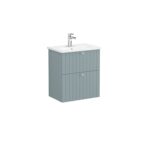 VitrA Root Groove Lavabo Dolabı, 60 cm, İki Çekmeceli, Dar, Yuvarlak Lavabo, Mat Fiyord Yeşili