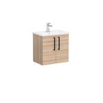 VitrA Root Flat Lavabo Dolabı, 60 cm, İki Kapaklı, Dar, Yuvarlak Lavabo, Doğal Meşe - Görsel 3