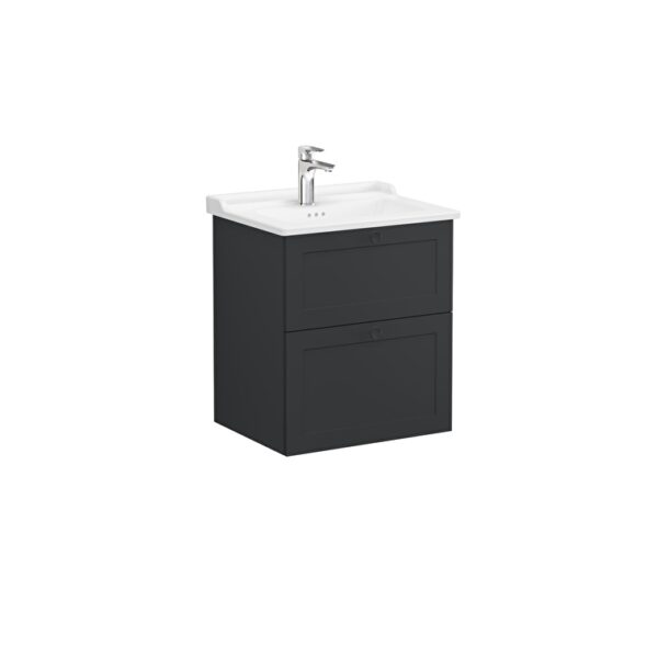 VitrA Root Classic Lavabo Dolabı, 60 cm, İki Çekmeceli, Klasik Lavabo, Mat Grafit