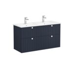 VitrA Root Groove Lavabo Dolabı, 120 cm, Dört Çekmeceli, Köşeli Lavabo, Mat Lacivert - Görsel 3