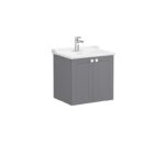 VitrA Root Classic Lavabo Dolabı, 60 cm, İki Kapaklı, Klasik Lavabo, Mat Gri