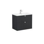 VitrA Root Groove Lavabo Dolabı, 80 cm, İki Çekmeceli, Yuvarlak Lavabo, Mat Grafit - Görsel 3