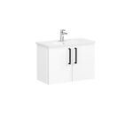 VitrA Root Flat Lavabo Dolabı, 80 cm, İki Kapaklı, Dar, Yuvarlak Lavabo, Parlak Beyaz - Görsel 3