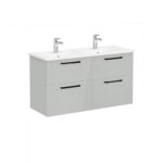 VitrA Root Flat Lavabo Dolabı, 120 cm, Dört Çekmeceli, Köşeli Lavabo, Parlak İnci Grisi - Görsel 3