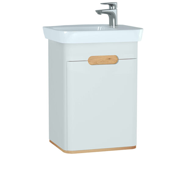 VitrA Sento Lavabo Dolabı, 50 cm, Bir Kapaklı, Dar, Aydınlatmalı, Mat Beyaz, Sol