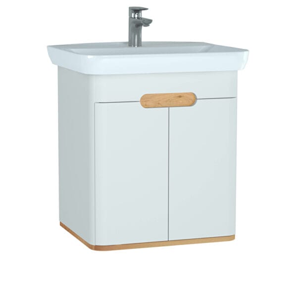 VitrA Sento Lavabo Dolabı, 65 cm, İki Kapaklı, Aydınlatmalı, Mat Beyaz