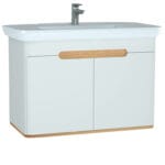 VitrA Sento Lavabo Dolabı, 100 cm, İki Kapaklı, Aydınlatmalı, Mat Beyaz