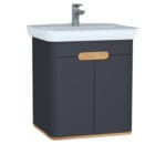 VitrA Sento Lavabo Dolabı, 65 cm, İki Kapaklı, Aydınlatmalı, Mat Antrasit