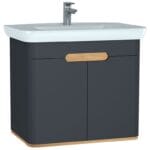 VitrA Sento Lavabo Dolabı, 80 cm, İki Kapaklı, Aydınlatmalı, Mat Antrasit