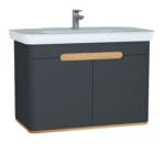 VitrA Sento Lavabo Dolabı, 100 cm, İki Kapaklı, Aydınlatmalı, Mat Antrasit