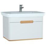 VitrA Sento Lavabo Dolabı, 80 cm, Bir Çekmeceli, Aydınlatmalı, Mat Beyaz