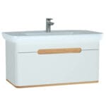 VitrA Sento Lavabo Dolabı, 100 cm, Bir Çekmeceli, Aydınlatmalı, Mat Beyaz
