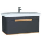 VitrA Sento Lavabo Dolabı, 100 cm, Bir Çekmeceli, Aydınlatmalı, Mat Antrasit
