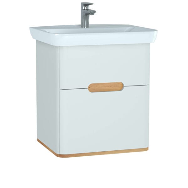 VitrA Sento Lavabo Dolabı, 65 cm, İki Çekmeceli, Aydınlatmalı, Mat Beyaz