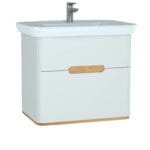 VitrA Sento Lavabo Dolabı, 80 cm, İki Çekmeceli, Aydınlatmalı, Mat Beyaz