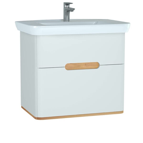 VitrA Sento Lavabo Dolabı, 80 cm, İki Çekmeceli, Aydınlatmalı, Mat Beyaz