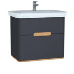 VitrA Sento Lavabo Dolabı, 80 cm, İki Çekmeceli, Aydınlatmalı, Mat Antrasit