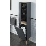 VitrA Sento Boy Dolabı, 40 cm, İki Kapaklı, Çamaşır Sepetli, Prizli, Mat Antrasit, Sağ - Görsel 4
