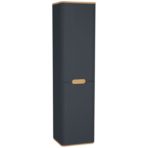 VitrA Sento Boy Dolabı, 40 cm, İki Kapaklı, Çamaşır Sepetli, Prizli, Mat Antrasit, Sağ