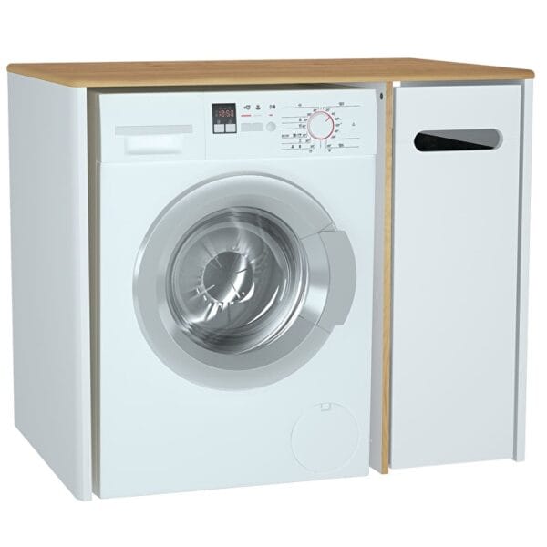 VitrA Sento Demonte Çamaşır Makinesi Ünitesi, 105 cm, Bir Çekmeceli, Çamaşır Sepetli, Mat Beyaz, Sağ