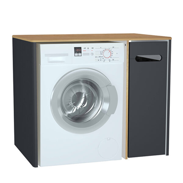 VitrA Sento Demonte Çamaşır Makinesi Ünitesi, 105 cm, Bir Çekmeceli, Çamaşır Sepetli, Mat Antrasit, Sağ