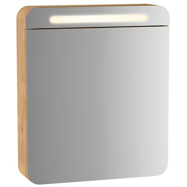 VitrA Sento Dolaplı Ayna, 60 cm, Bir Kapaklı, Aydınlatmalı, Açık Meşe, Sağ
