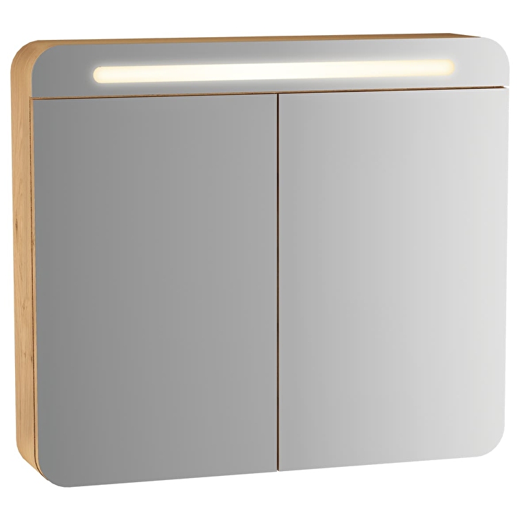 60896_73de47c053af0eb207443a0ad7912944c81e0512-1.jpg VitrA Sento Dolaplı Ayna, 80 cm, İki Kapaklı, Aydınlatmalı, Açık Meşe - Görsel 1