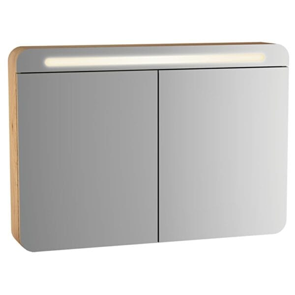 VitrA Sento Dolaplı Ayna, 100 cm, İki Kapaklı, Aydınlatmalı, Açık Meşe