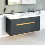 VitrA Sento Lavabo Dolabı, 130 cm, İki Çekmeceli, Çift Hazneli Lavabolu, Aydınlatmalı, Mat Antrasit - Görsel 5