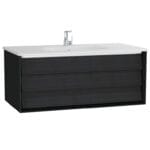 VitrA Frame Lavabo Dolabı, 100 cm, Bir Çekmeceli, Beyaz Etajerli Lavabolu, Mat Soft Siyah & Hareli Siyah Meşe