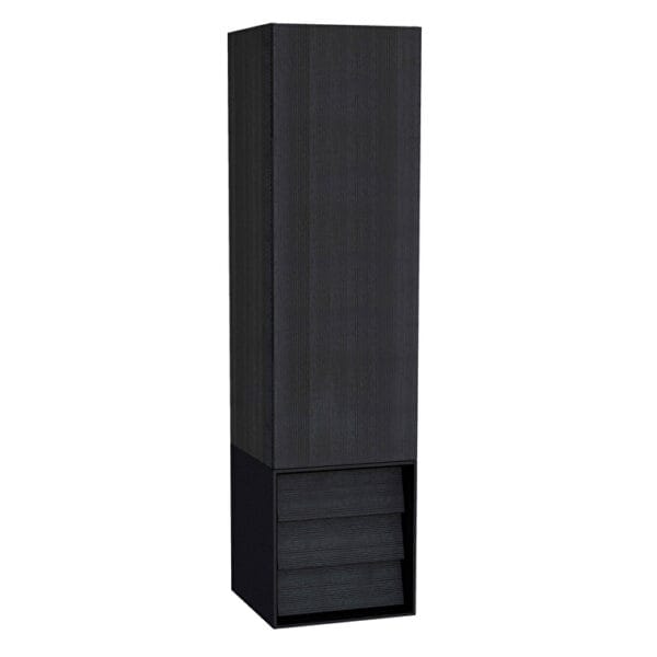 VitrA Frame Boy Dolabı, 40 cm, Kapaklı Ve Çekmeceli, Hareli Siyah Meşe & Mat Soft Siyah, Sol
