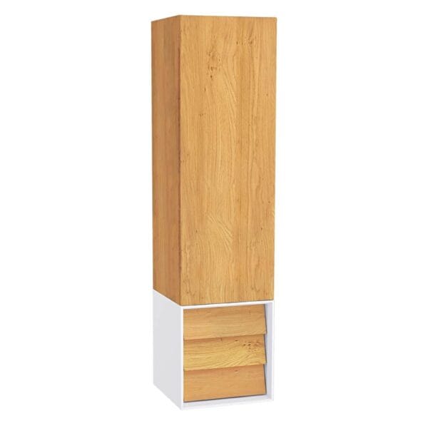 VitrA Frame Boy Dolabı, 40 cm, Kapaklı Ve Çekmeceli, Dore Meşe & Mat Soft Beyaz, Sağ