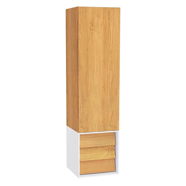 61260_d16e62f7d9caefd40736807c680076680a0ea5cc-1.jpg VitrA Frame Boy Dolabı, 40 cm, Kapaklı Ve Çekmeceli, Dore Meşe & Mat Soft Beyaz, Sağ - Görsel 1