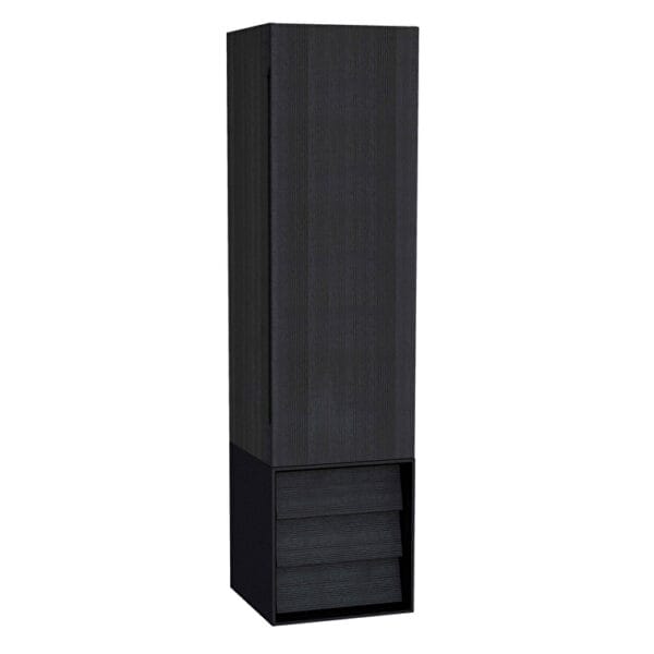 VitrA Frame Boy Dolabı, 40 cm, Kapaklı Ve Çekmeceli, Hareli Siyah Meşe & Mat Soft Siyah, Sağ