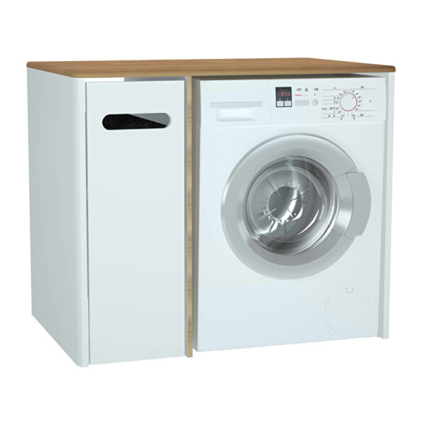 VitrA Sento Demonte Çamaşır Makinesi Ünitesi, 105 cm, Bir Çekmeceli, Çamaşır Sepetli, Mat Beyaz, Sol