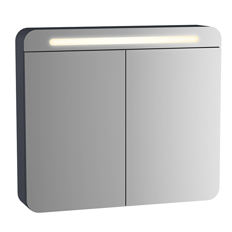 61680_43903e5f03167fa2b73c0f753abd8bd8dcdbbcbc-1.jpg VitrA Sento Dolaplı Ayna, 80 cm, İki Kapaklı, Aydınlatmalı, Mat Antrasit - Görsel 1