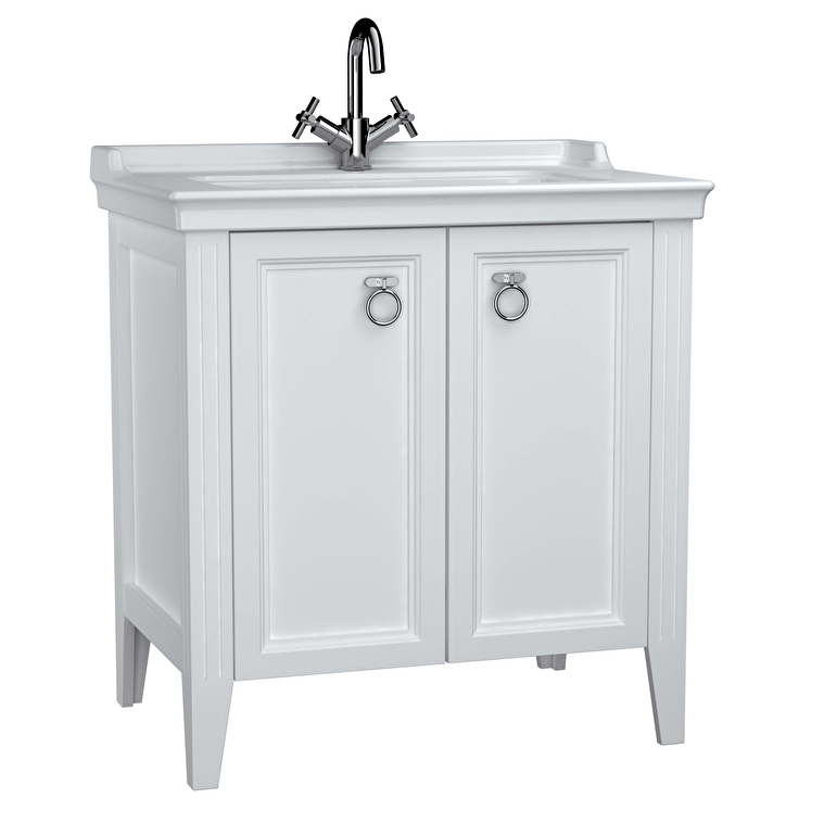 62153_c3e25f81b8e93b53f8a04500795f3aee8dbff0e8-1.jpg VitrA Valarte Lavabo Dolabı, 80 cm, İki Kapaklı, Etajerli Lavabolu, Mat Beyaz - Görsel 1