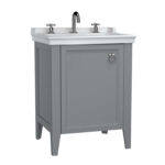 VitrA Valarte Lavabo Dolabı, 65 cm, Bir Kapaklı, Etajerli Lavabolu, Üç Armatür Delikli, Mat Gri, Sol