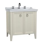 VitrA Valarte Lavabo Dolabı, 80 cm, İki Kapaklı, Etajerli Lavabolu, Üç Armatür Delikli, Mat Fildişi