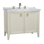 VitrA Valarte Lavabo Dolabı, 100 cm, İki Kapaklı, Etajerli Lavabolu, Üç Armatür Delikli, Mat Fildişi