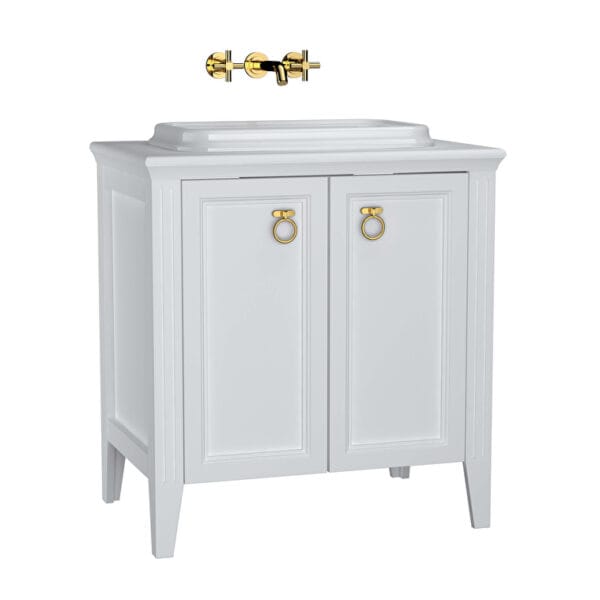 VitrA Valarte Lavabo Dolabı, 80 cm, İki Kapaklı , Tezgahüstü Lavabolu, Armatür Deliksiz, Mat Beyaz