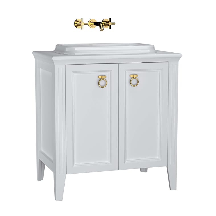 62168_31f95282d1b1a1307b191c89c9da22a750ea7491-1.jpg VitrA Valarte Lavabo Dolabı, 80 cm, İki Kapaklı , Tezgahüstü Lavabolu, Armatür Deliksiz, Mat Beyaz - Görsel 1