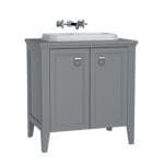 VitrA Valarte Lavabo Dolabı, 80 cm, İki Kapaklı, Tezgahüstü Lavabolu, Armatür Deliksiz, Mat Gri