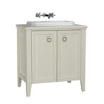VitrA Valarte Lavabo Dolabı, 80 cm, İki Kapaklı, Tezgahüstü Lavabolu, Armatür Deliksiz, Mat Fildişi
