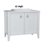 VitrA Valarte Lavabo Dolabı, 100 cm, İki Kapaklı, Tezgahüstü Lavabolu, Armatür Deliksiz, Mat Beyaz