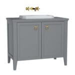 VitrA Valarte Lavabo Dolabı, 100 cm, İki Kapaklı, Tezgahüstü Lavabolu, Armatür Deliksiz, Mat Gri