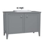 VitrA Valarte Lavabo Dolabı, 120 cm, İki Kapaklı, Tezgahüstü Lavabolu, Armatür Deliksiz, Mat Gri