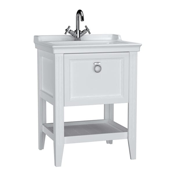VitrA Valarte Lavabo Dolabı, 65 cm, Bir Çekmeceli, Etajerli Lavabolu, Mat Beyaz