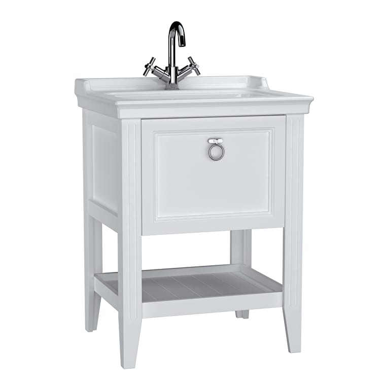 62177_464a2865e5db10be85cd267404e18eb5c01fbfd5-1.jpg VitrA Valarte Lavabo Dolabı, 65 cm, Bir Çekmeceli, Etajerli Lavabolu, Mat Beyaz - Görsel 1